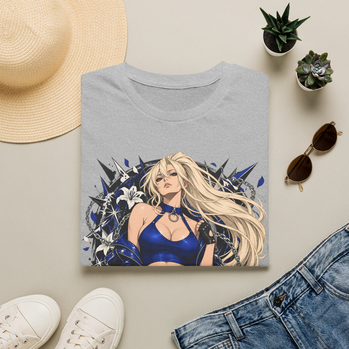 Electric Girl | Japanese Anime | Blonde Bombshell Pin Up Graphic Shirt