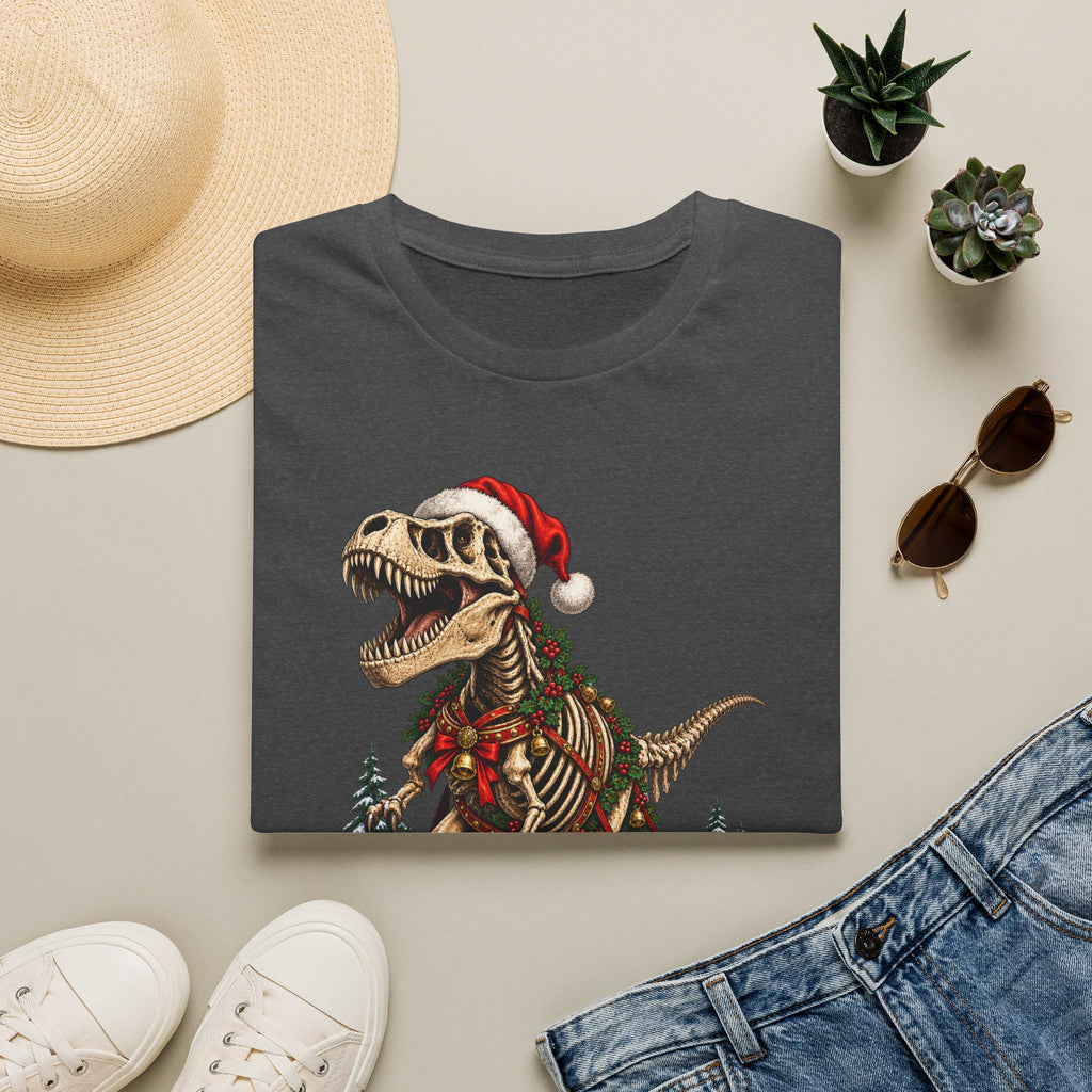 T-Rex Sleigh | Dinosaur Fossil Christmas T‑Shirt