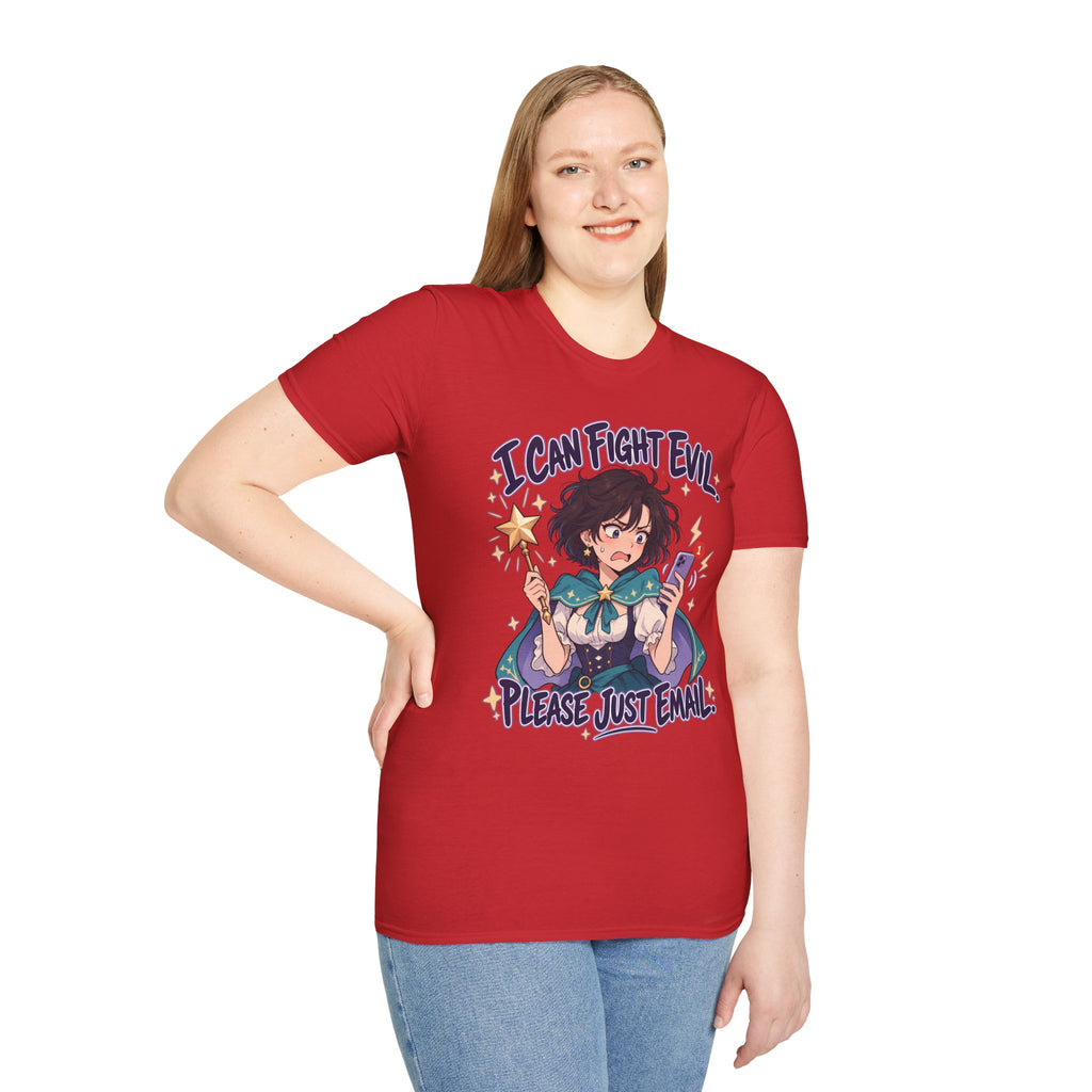 Working Witch | I Can Fight Evil, Please Just Email | Cute Anime T Shirt