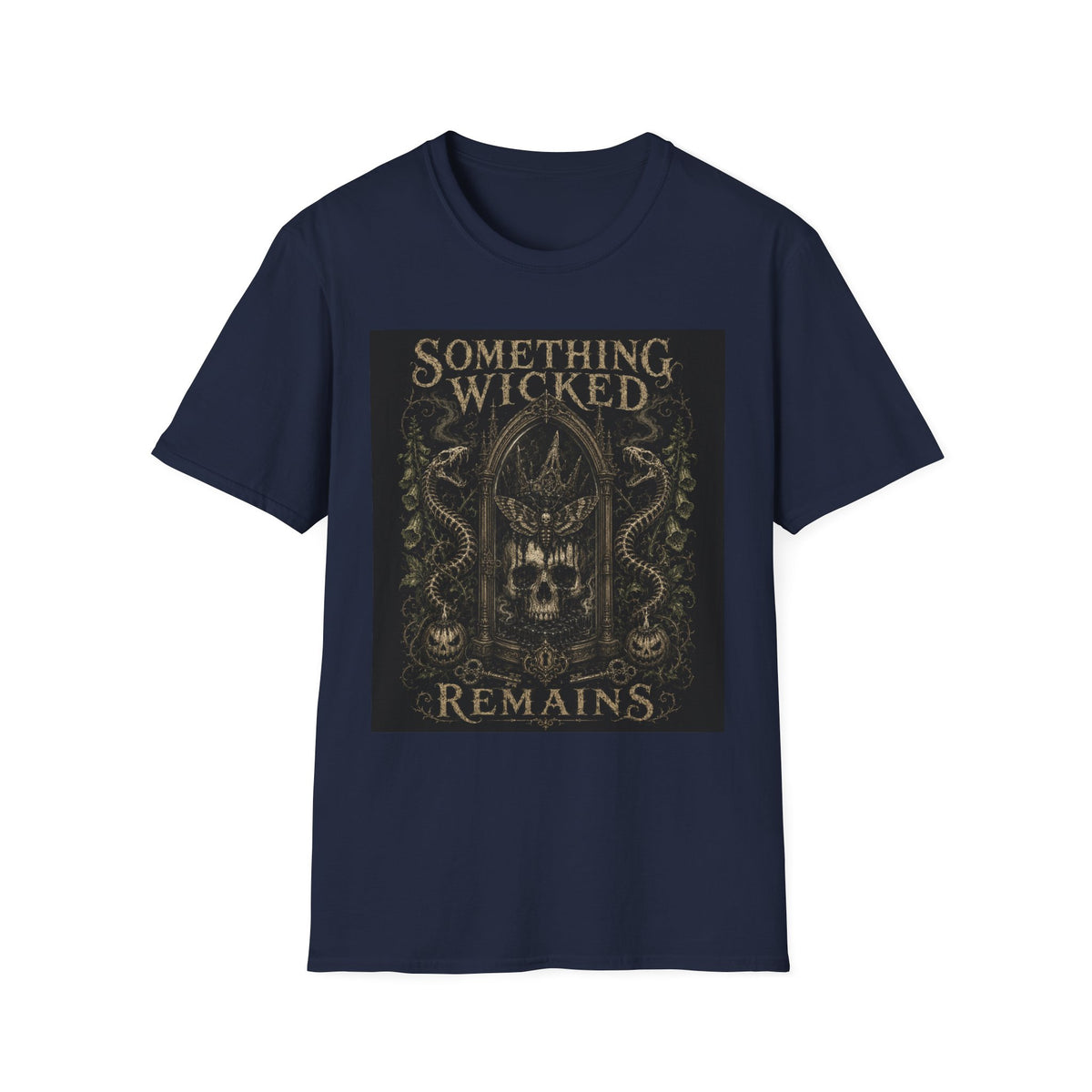 T-Shirt — "Something Wicked Remains" Gothic Skull Vintage Graphic