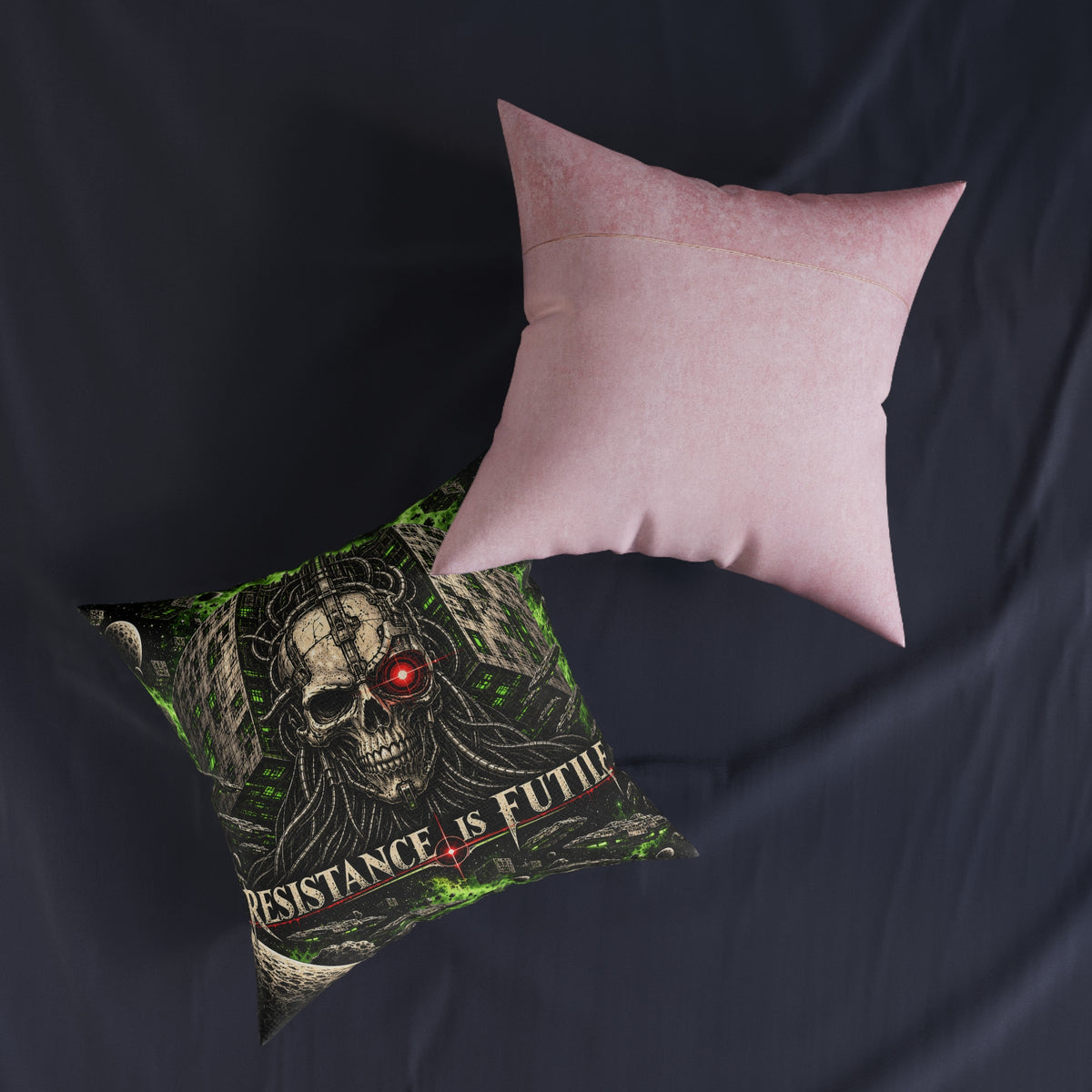 Resistance Is Futile Sci Fi Cyborg Skull Cushion | Decorative Sofa Pillow