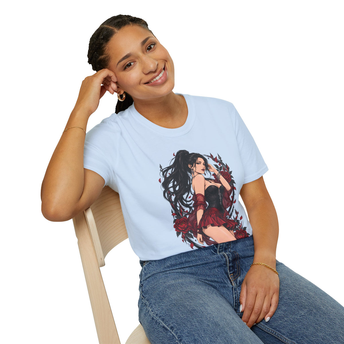 The Seducer | Sexy Black Haired Pony Tail Pin Up Girl Graphic Shirt