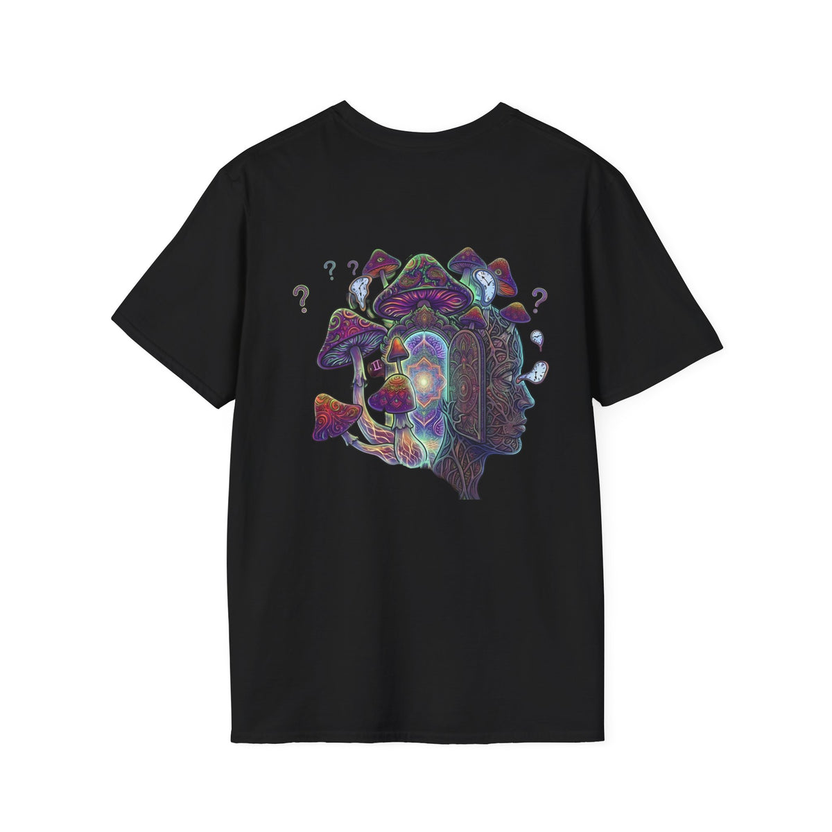 Mystical Prism Pocket T-Shirt — Colorful Cosmic Cat Graphic