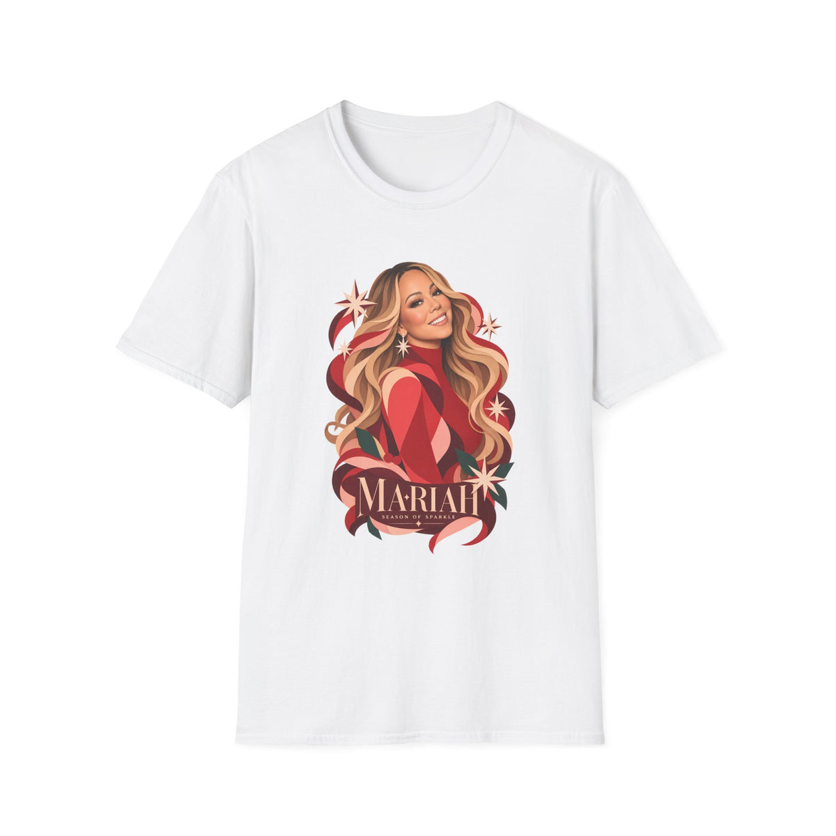 Mariah Carey | Holiday Diva Graphic Tee | Retro Red Star Portrait