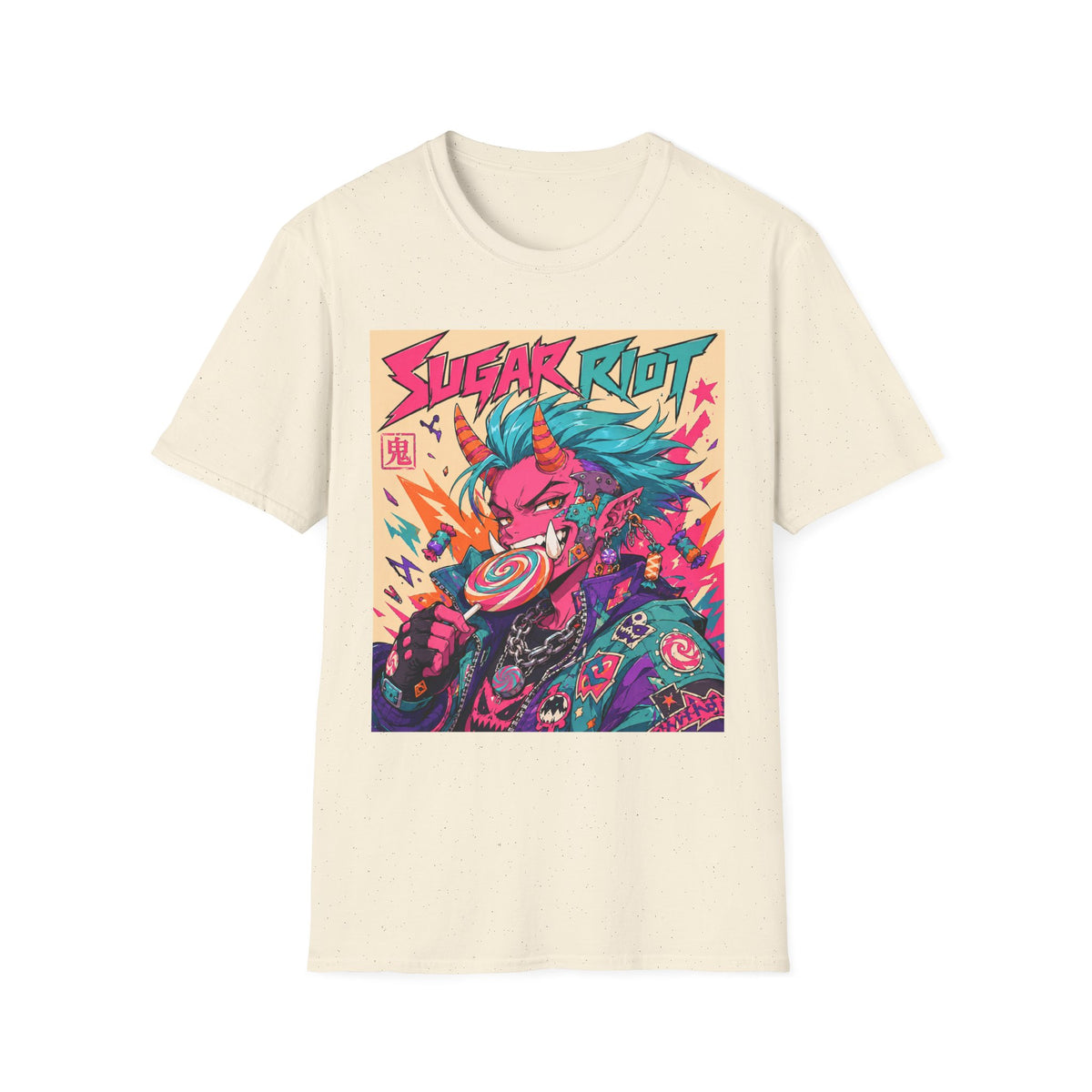 Sugar Riot Demon Anime T-Shirt — Neon Retro Punk Graphic Tee