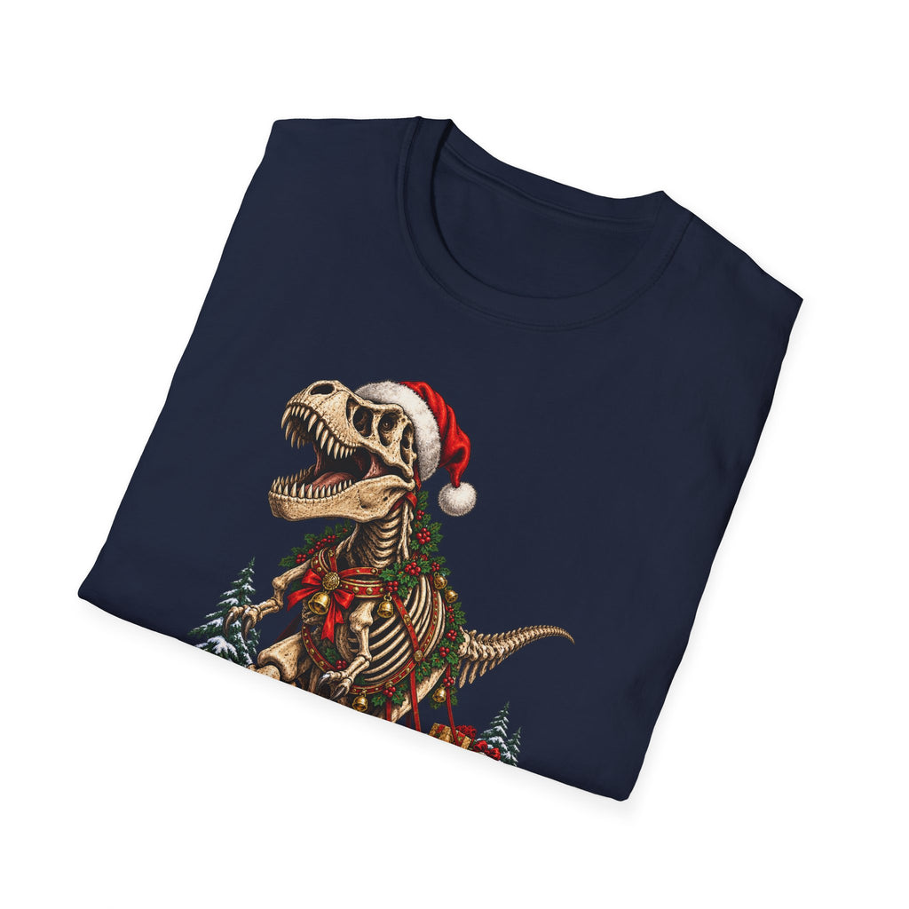 T-Rex Sleigh | Dinosaur Fossil Christmas T‑Shirt