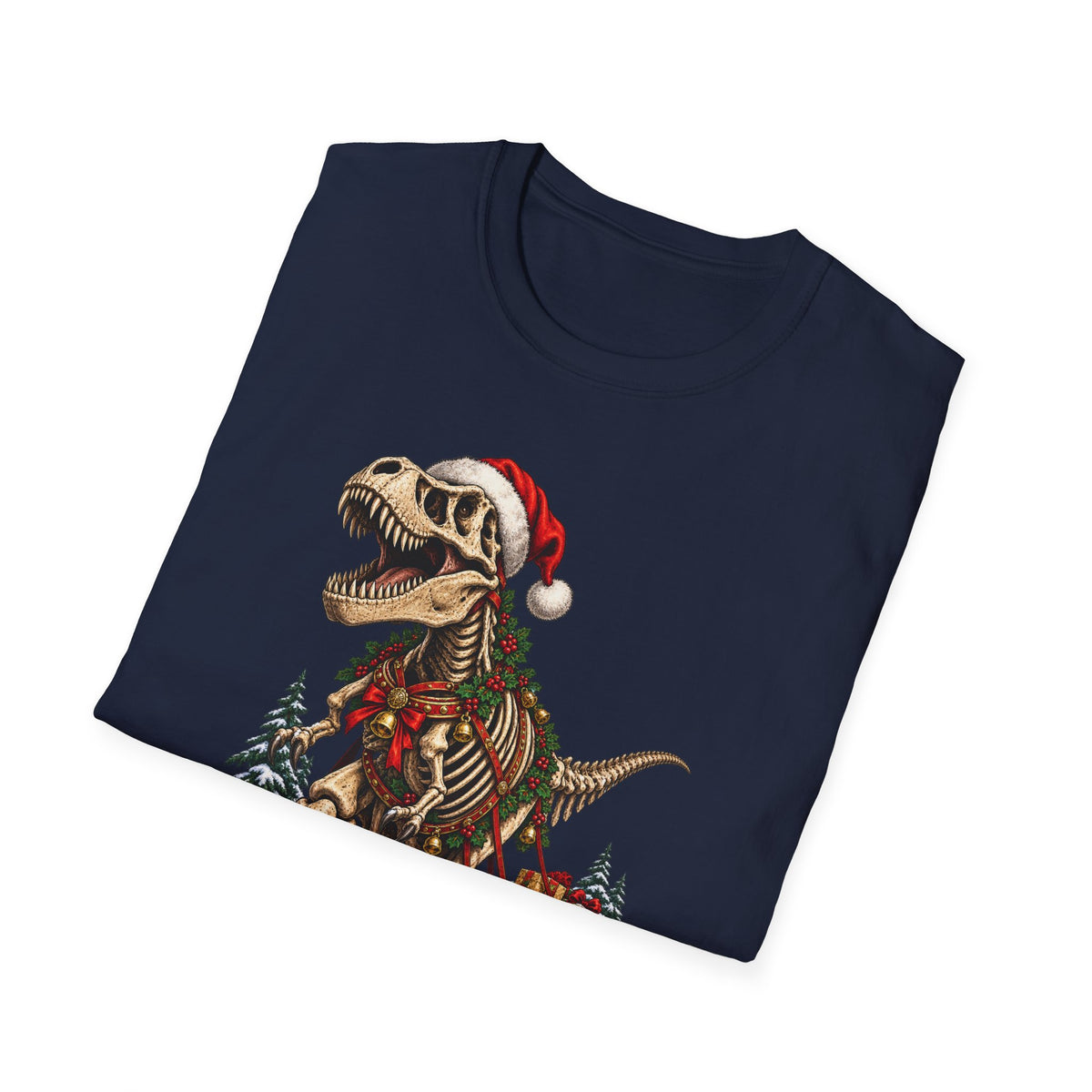 T-Rex Sleigh | Dinosaur Fossil Christmas T‑Shirt