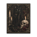 Canvas | Gothic Black Cat & Skull | Occult Wall Art