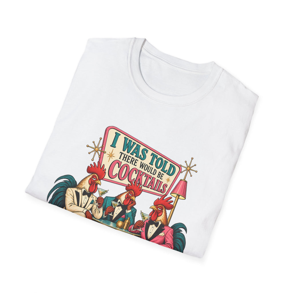I Was Told There Would Be Cocktails T-Shirt | Retro Flamingo Bar Cocktail Tee