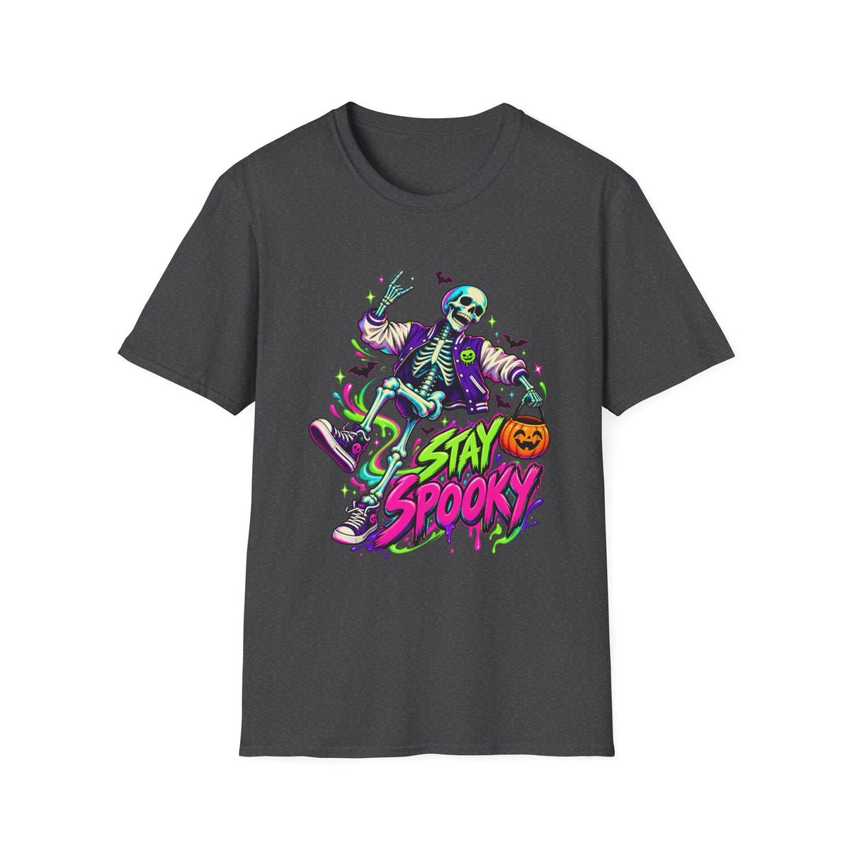 Stay Spooky | Skeleton | Halloween Neon Skate Graphic Tee