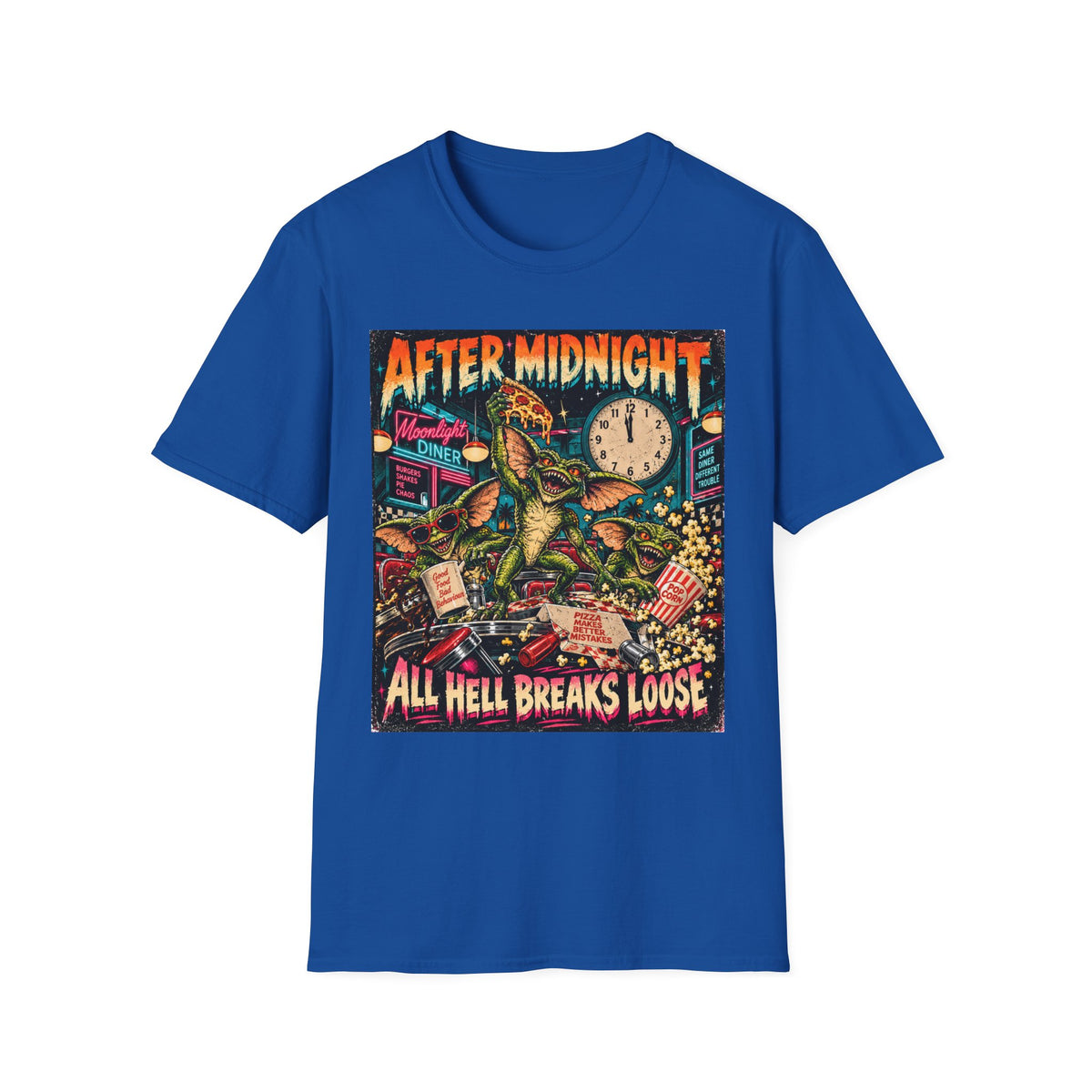 After Midnight Gremlin Tee — "All Hell Breaks Loose" Retro Horror T-Shirt