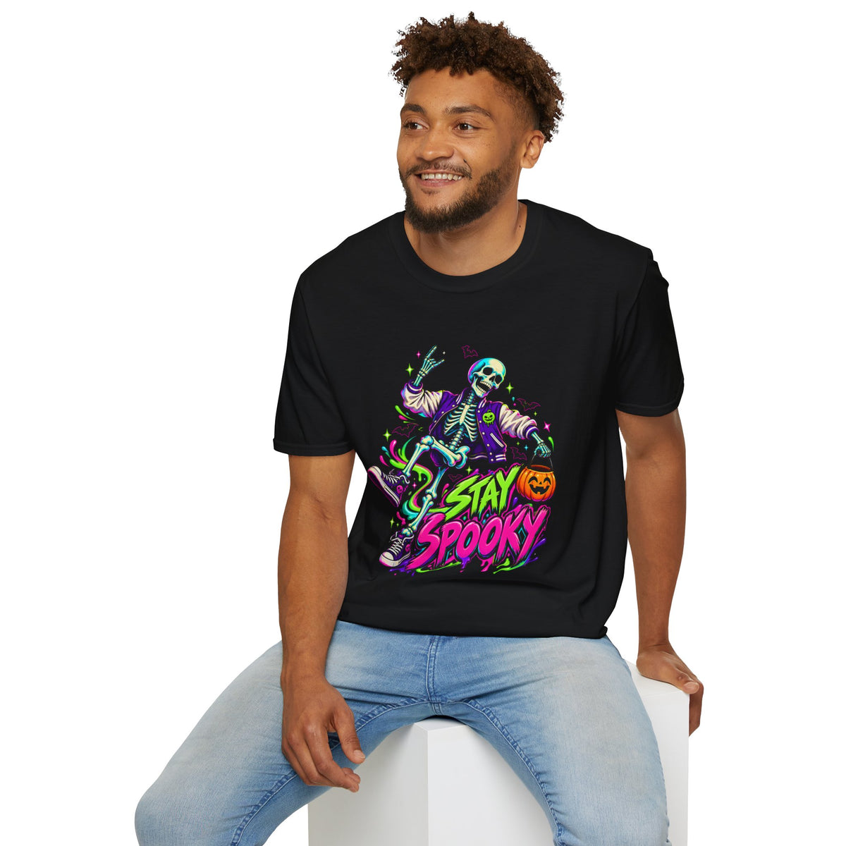 Stay Spooky | Skeleton | Halloween Neon Skate Graphic Tee