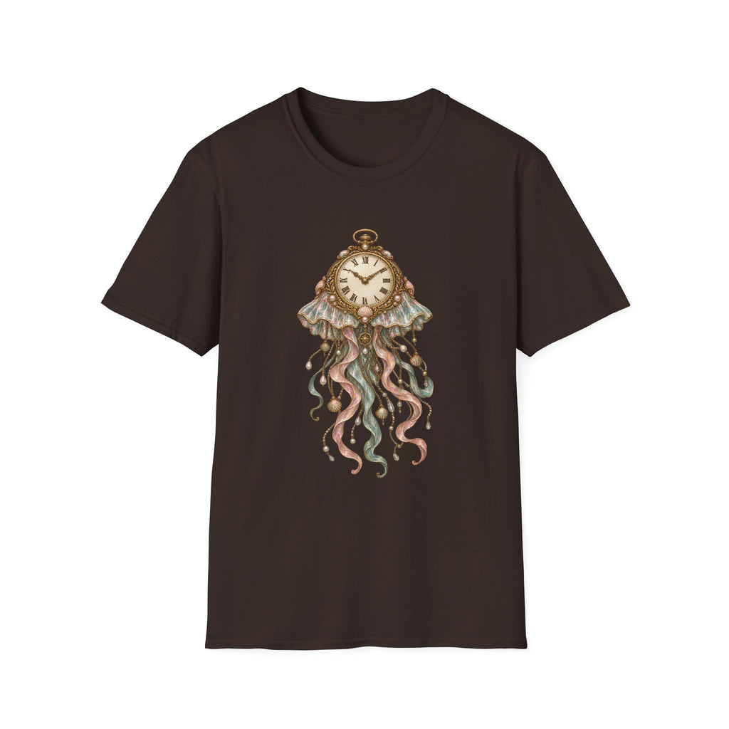 Jellyfish Clock T-Shirt Design | Surreal Steampunk Ocean Art