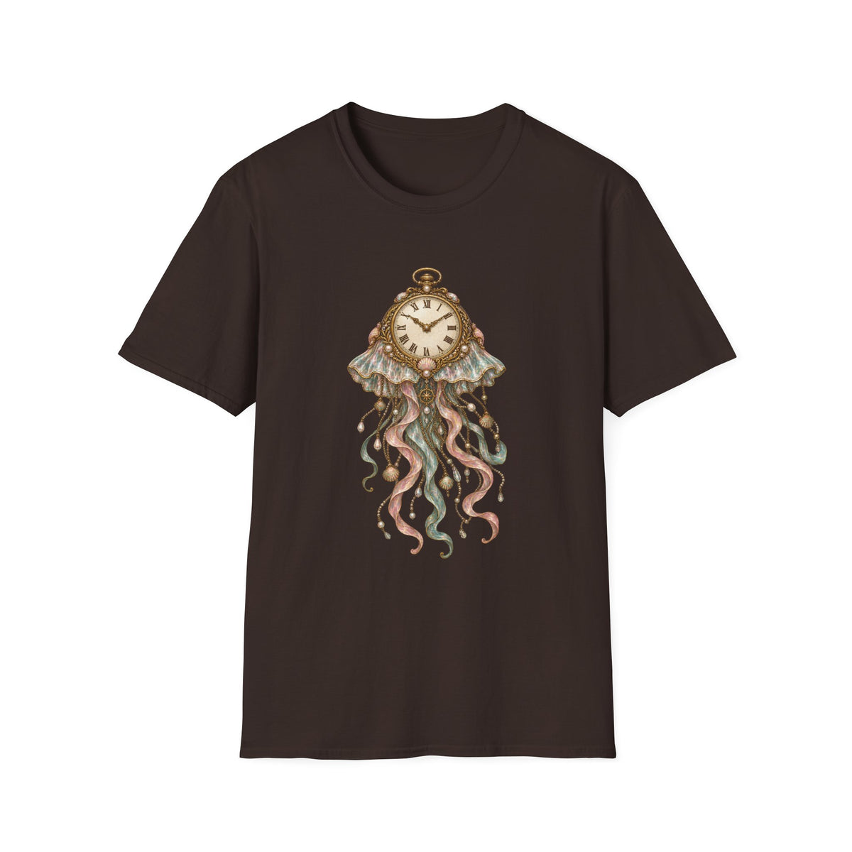 Jellyfish Clock T-Shirt Design | Surreal Steampunk Ocean Art