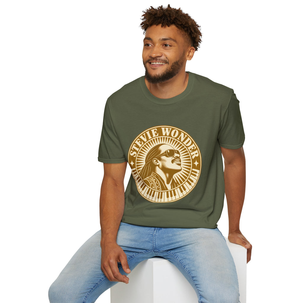 Stevie Wonder Graphic T-Shirt - Vintage Gold Portrait Tee