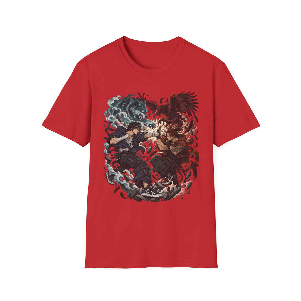 Yin Yang | Wolf Demon vs Phoenix | Japanese Anime Ninja T Shirt