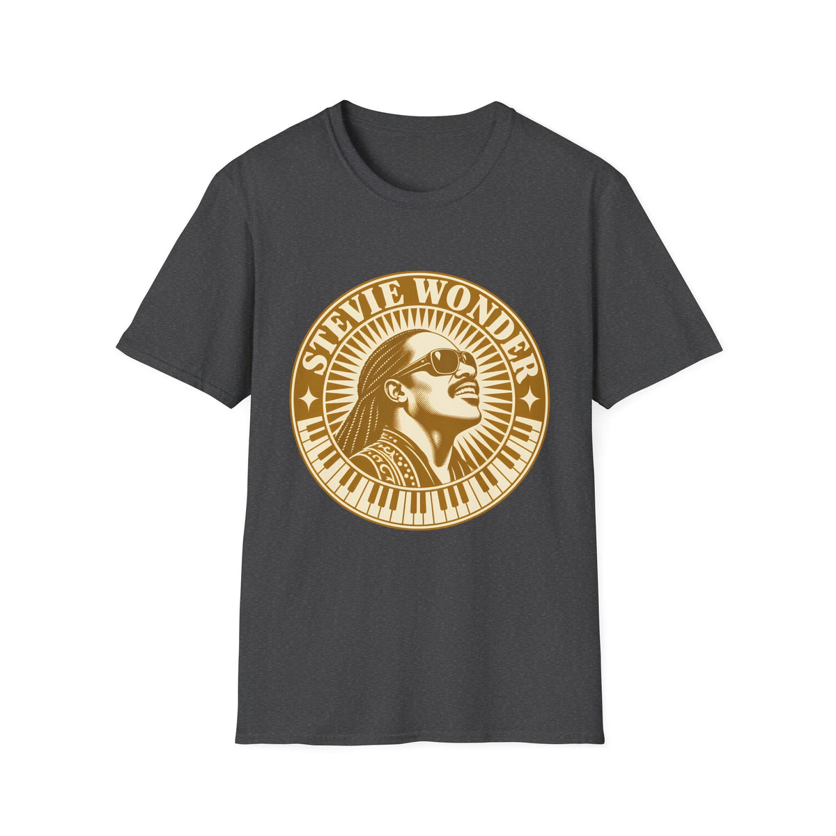 Stevie Wonder Graphic T-Shirt - Vintage Gold Portrait Tee