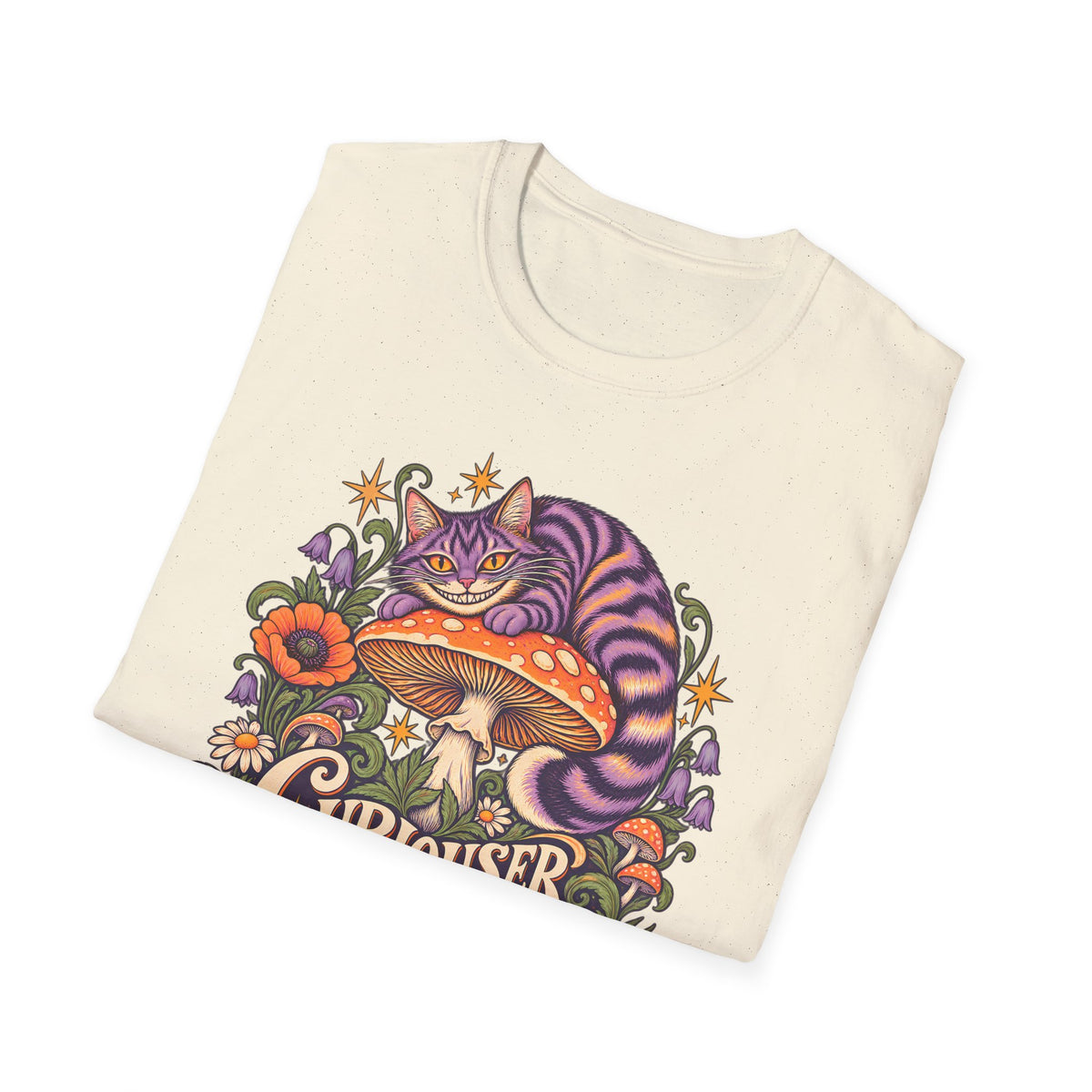 Cheshire Cat | Curiouser & Curiouser | Whimsical Mushroom Design Graphic Shirt