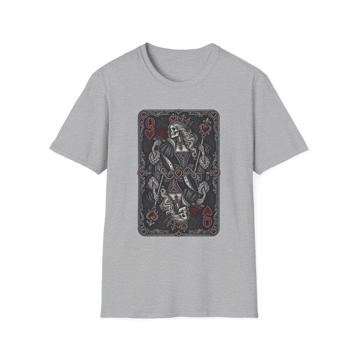 Queen of Hearts | Vintage | Playing Card | Grey Scale Tee