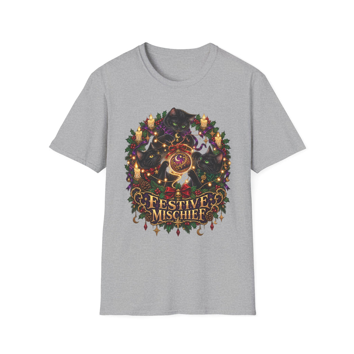 Festive Mischief | Cat Lover Christmas Holiday T-Shirt