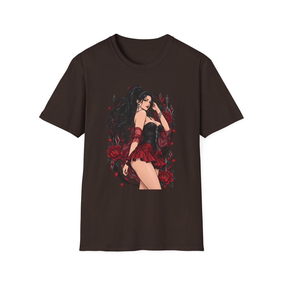 The Seducer | Sexy Black Haired Pony Tail Pin Up Girl Graphic Shirt