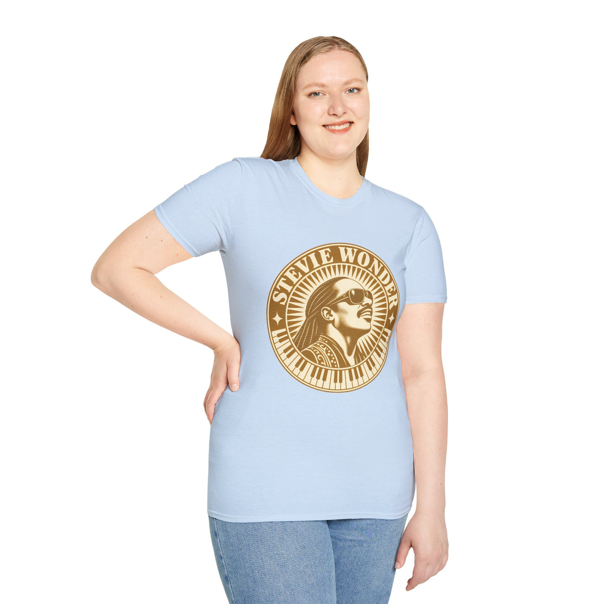 Stevie Wonder Graphic T-Shirt - Vintage Gold Portrait Tee