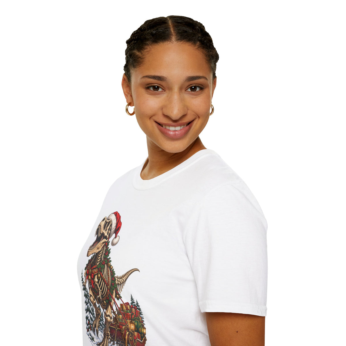 T-Rex Sleigh | Dinosaur Fossil Christmas T‑Shirt