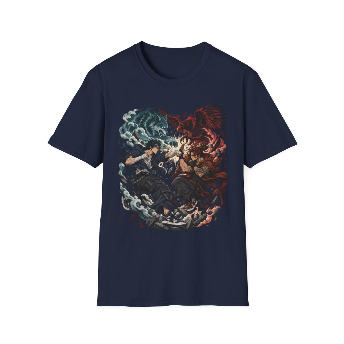 Yin Yang | Wolf Demon vs Phoenix | Japanese Anime Ninja T Shirt