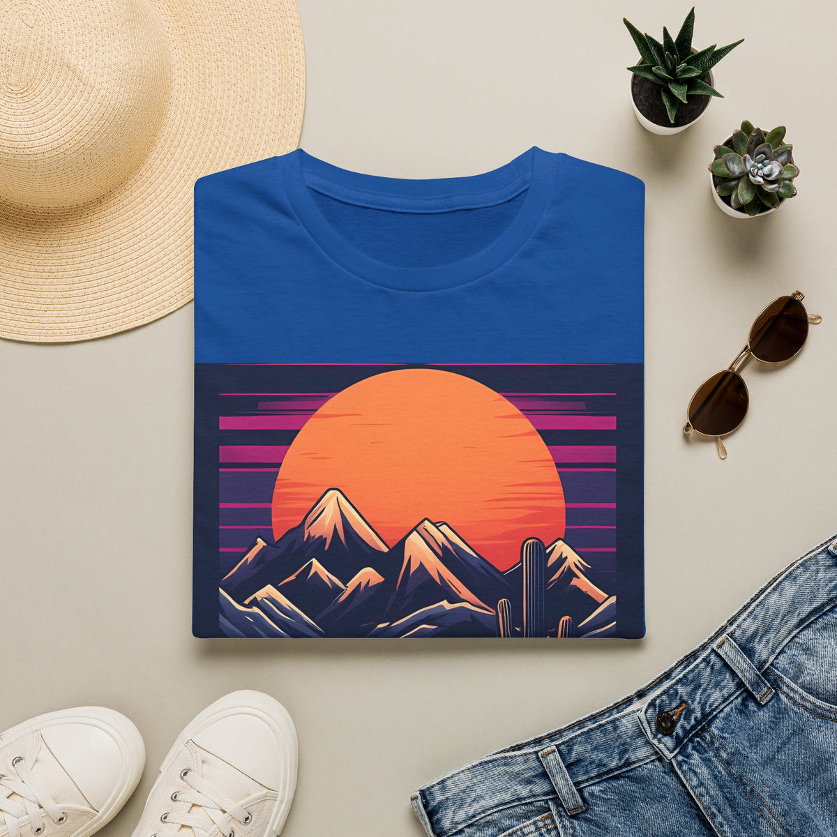 Sunset Mountains T-Shirt — Retro Desert Sunset Graphic Tee