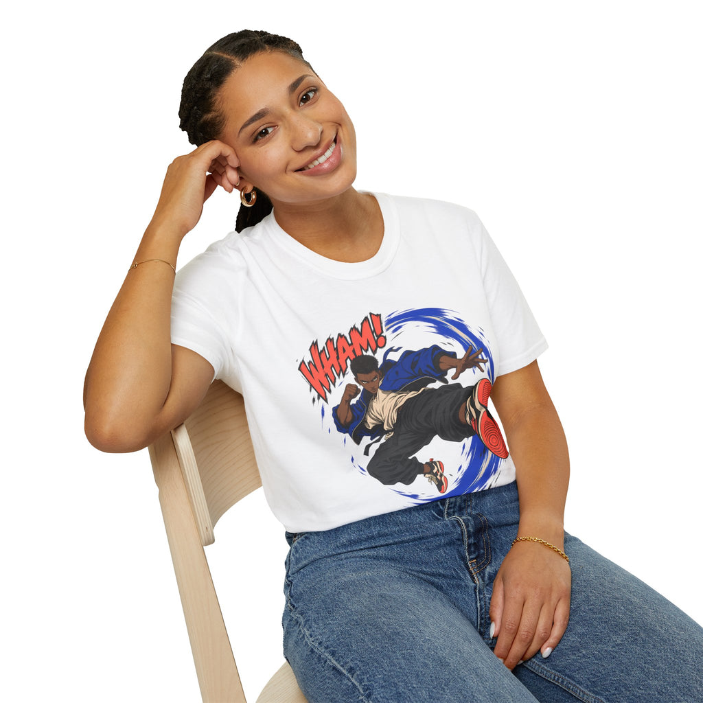 WHAM! | Anime Cartoon Ninja Kick Graphic T Shirt