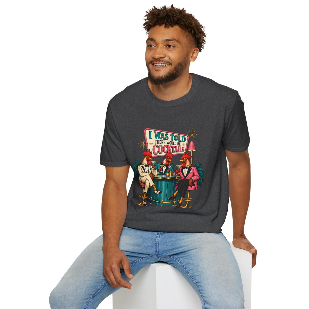 I Was Told There Would Be Cocktails T-Shirt | Retro Flamingo Bar Cocktail Tee