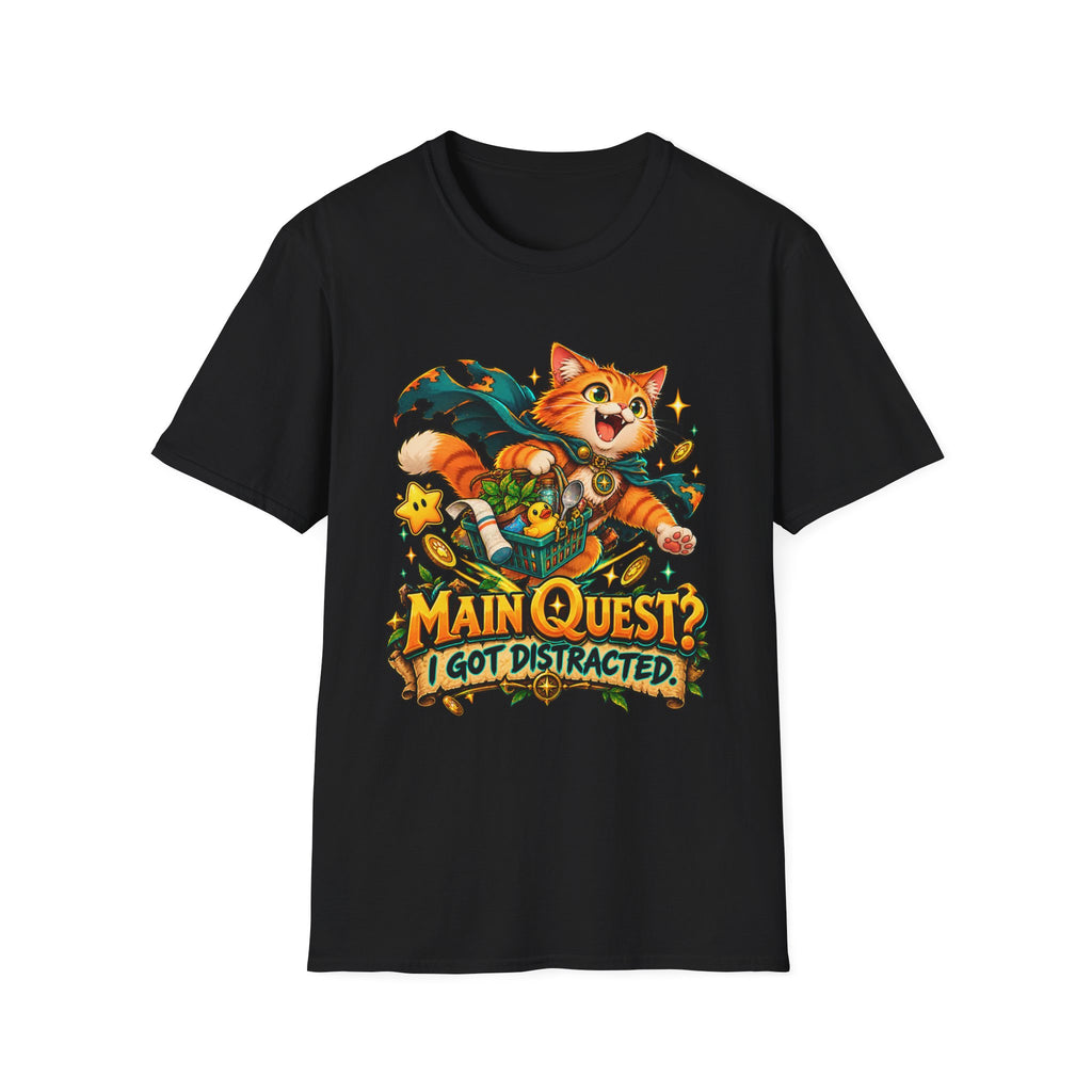 Main Quest? I Got Distracted | Funny Gaming Cat Tee