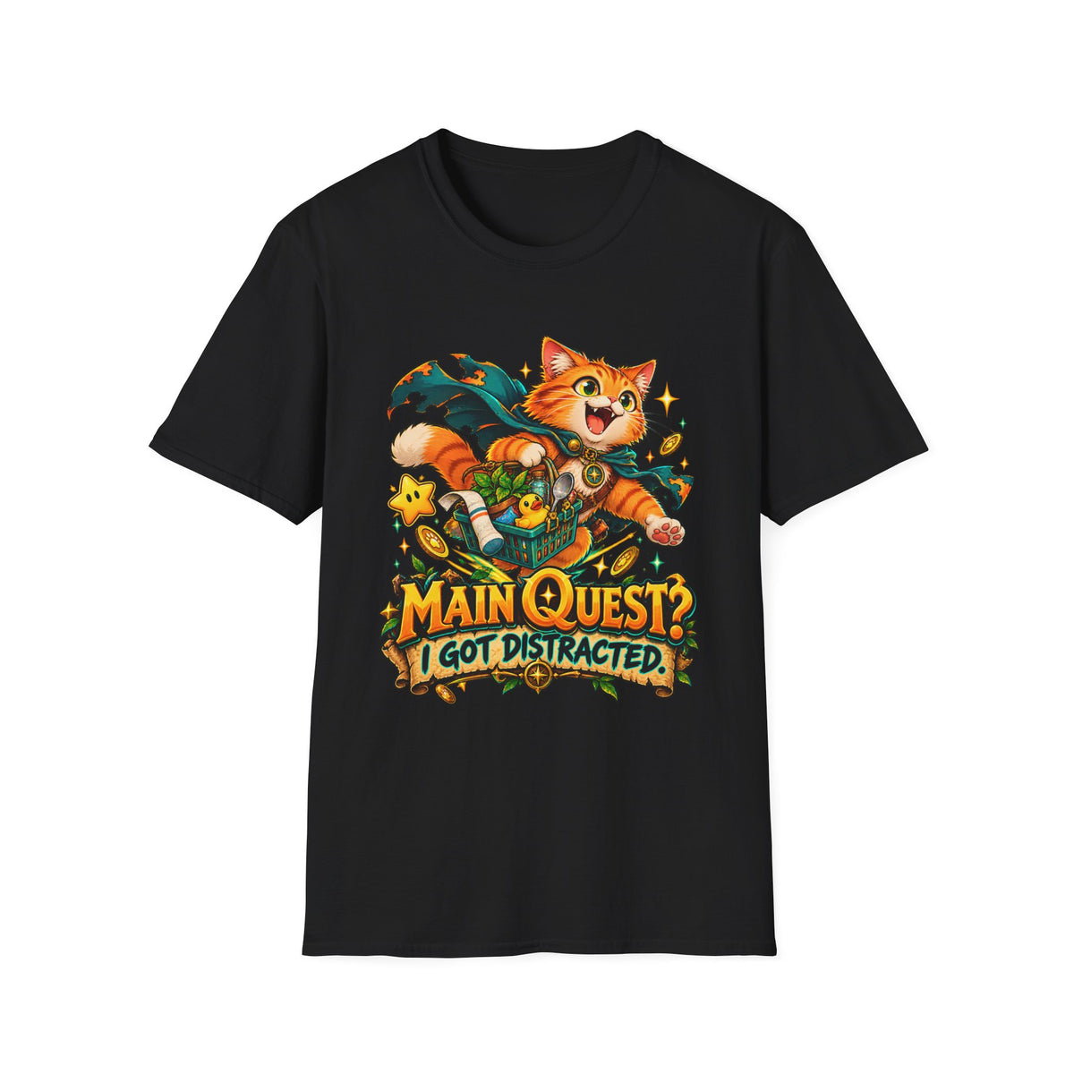 Main Quest? I Got Distracted | Funny Gaming Cat Tee