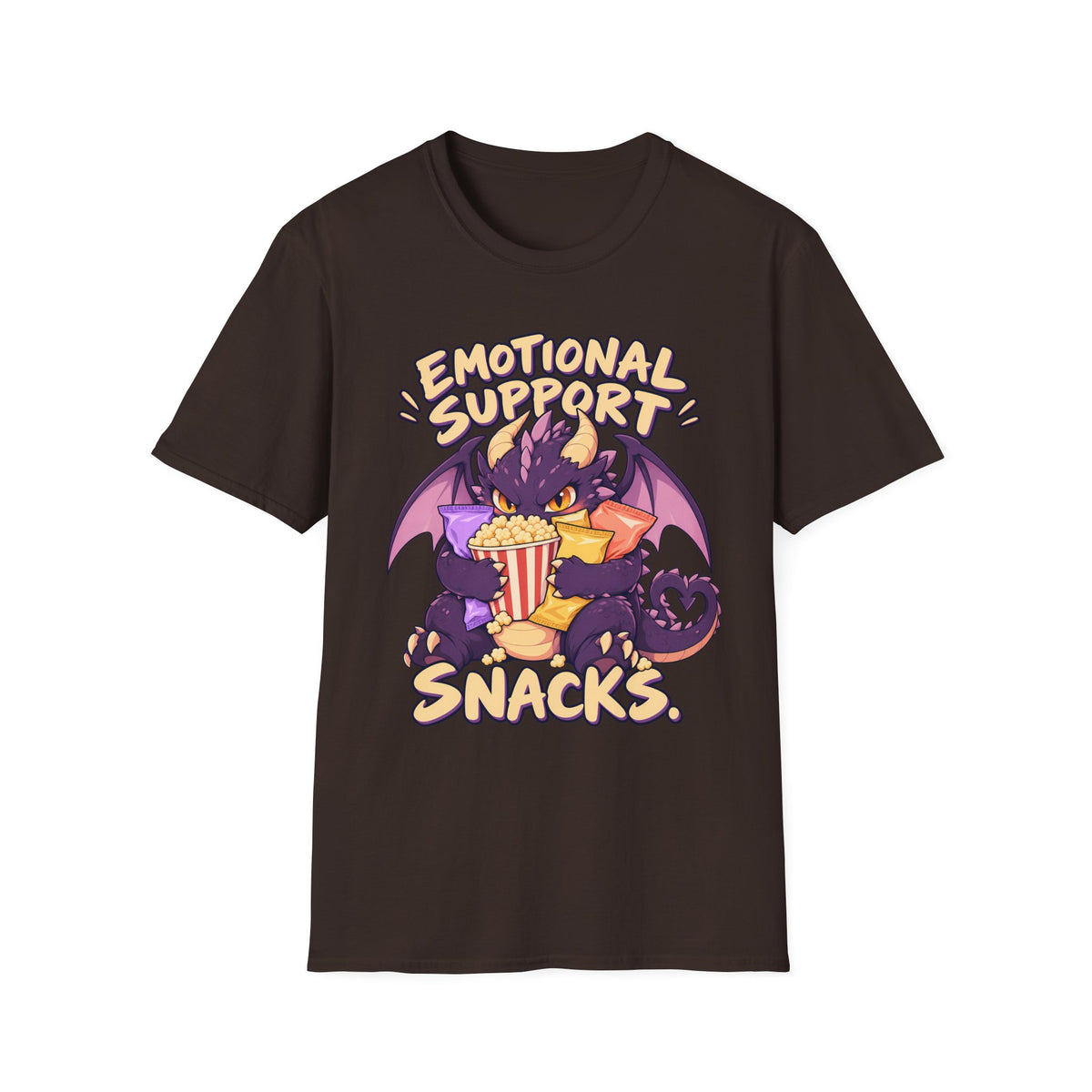 Emotional Support Snacks | Cute Dragon Eating Popcorn Anime Shirt