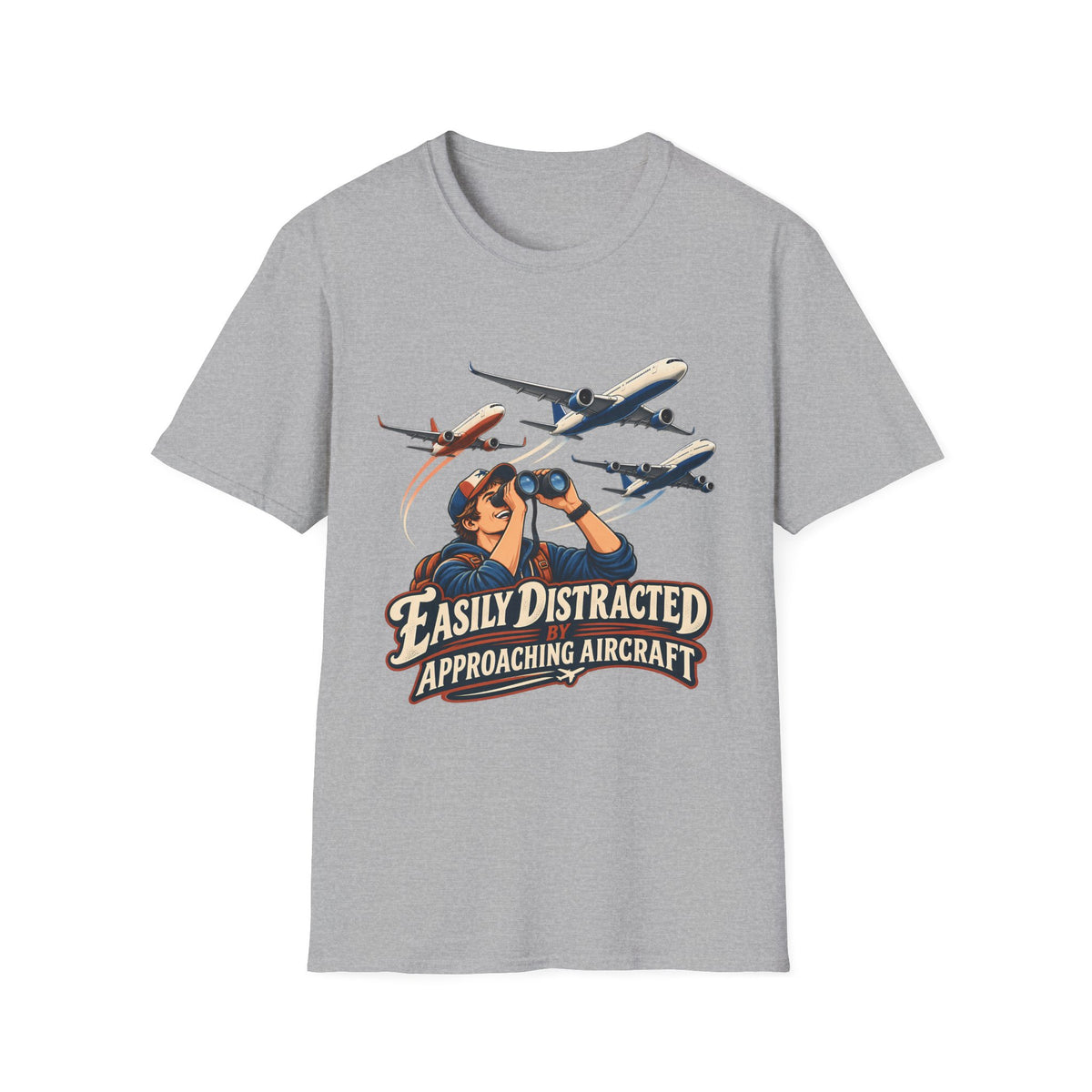 Aviation Enthusiast T-Shirt | Easily Distracted Approaching Aircraft | Plane Spotter Tee