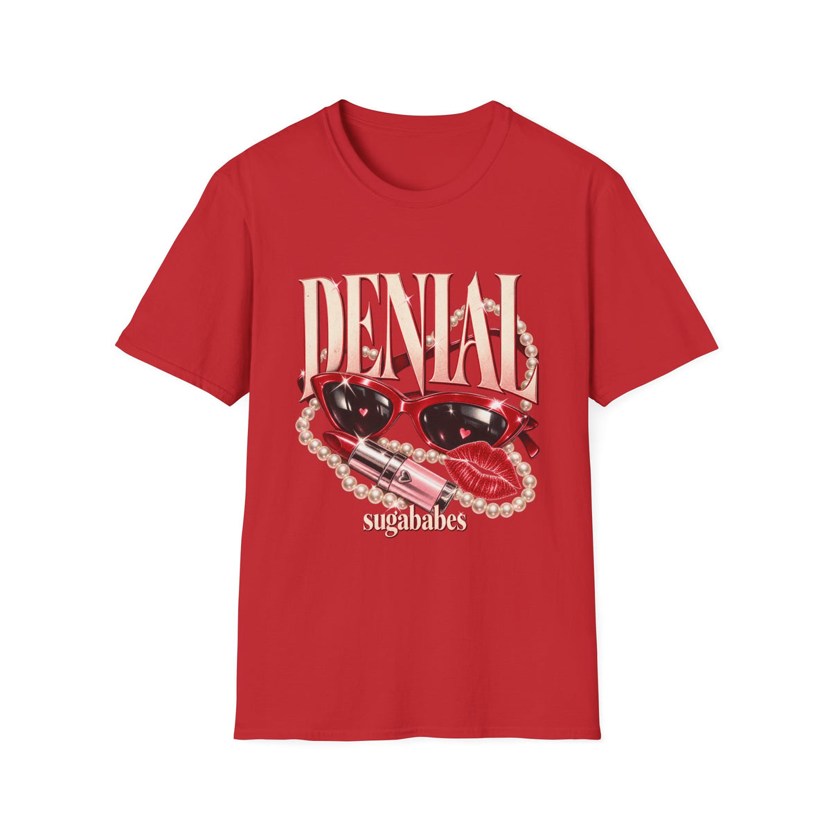 Denial | Sugababes | Retro Sunglasses & Lipstick Design Graphic T-Shirt