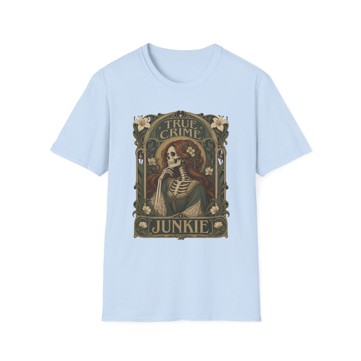 True Crime Junkie | Vintage Gothic Skull Tee