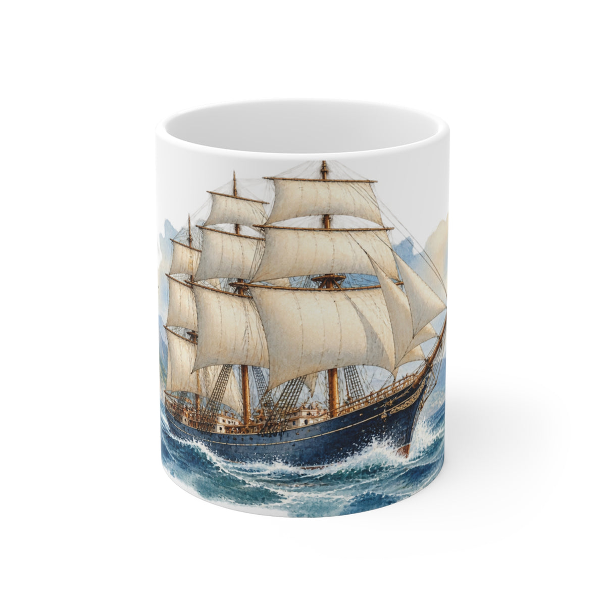 Vintage Sailing Ship Watercolour Mug | Tall Ship Nautical Art