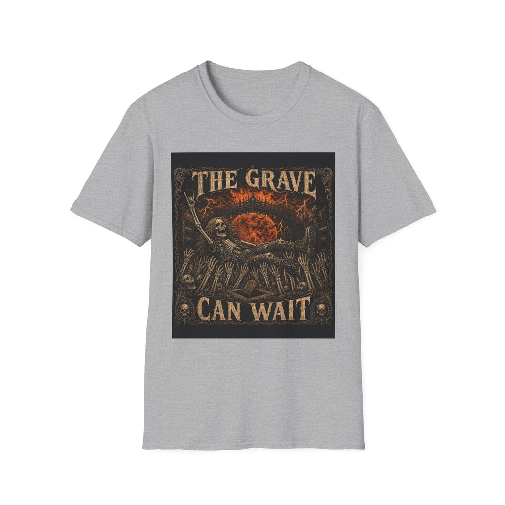 The Grave Can Wait T-Shirt — Vintage Skeleton Rock Gothic Tee