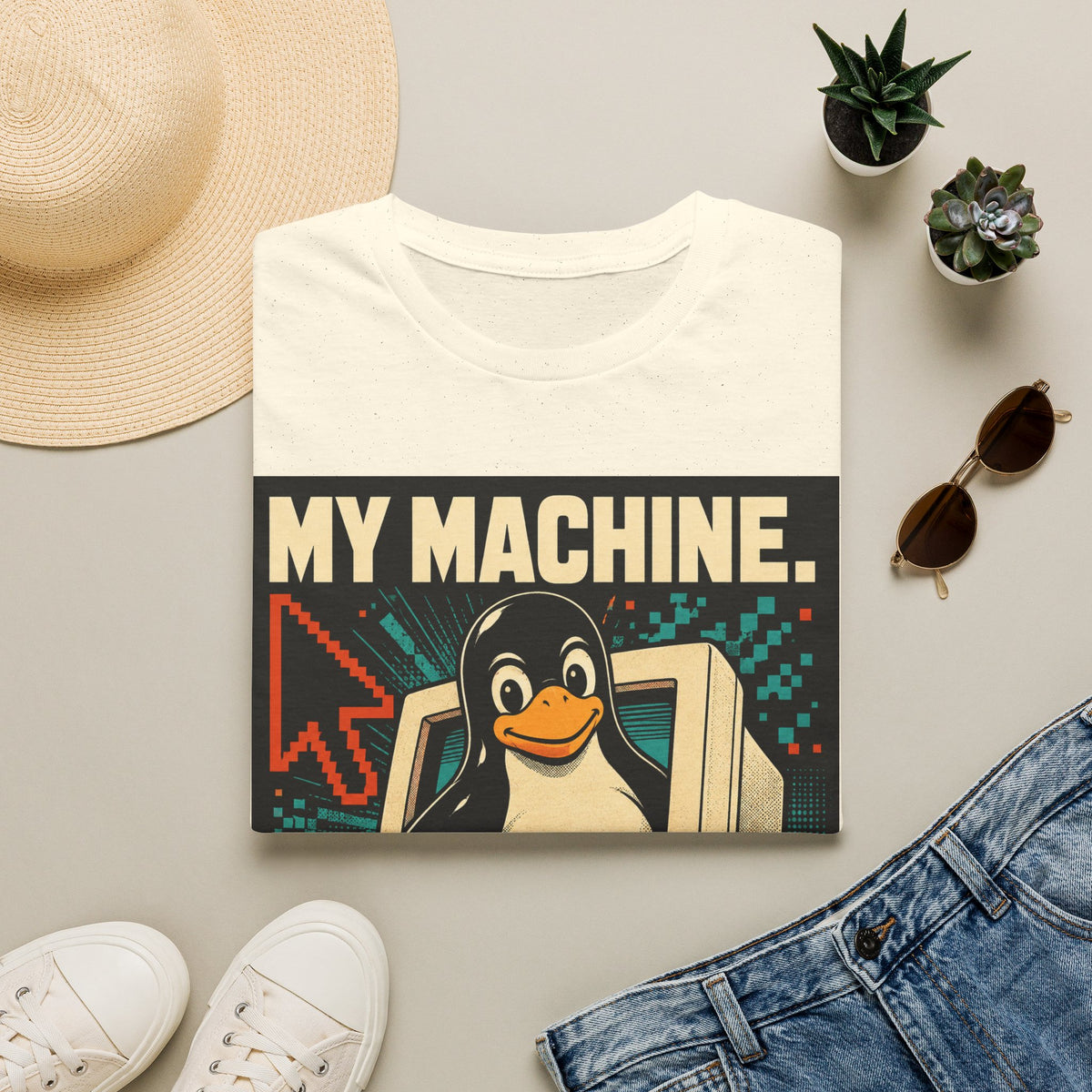 Retro Tux Penguin Tee — "My Machine, My Rules" Vintage Computer T-Shirt