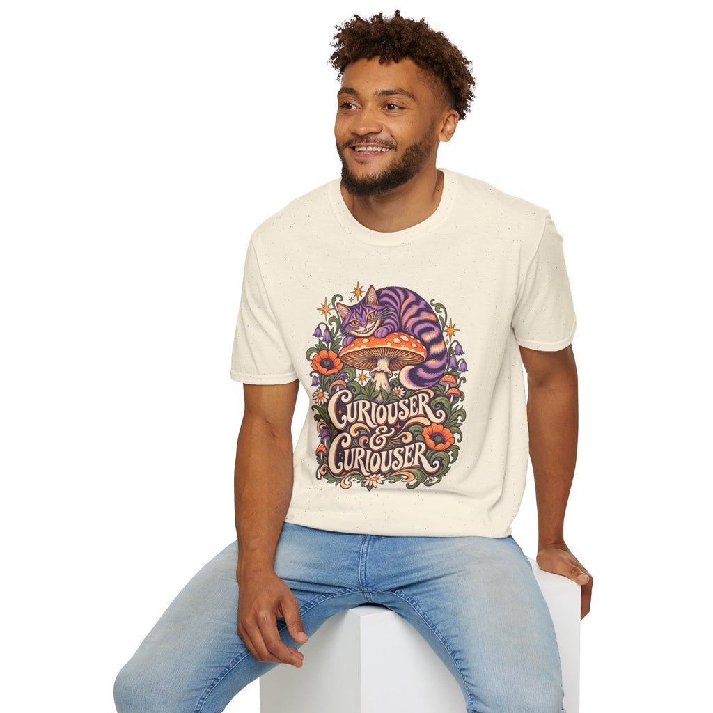 Cheshire Cat | Curiouser & Curiouser | Whimsical Mushroom Design Graphic Shirt