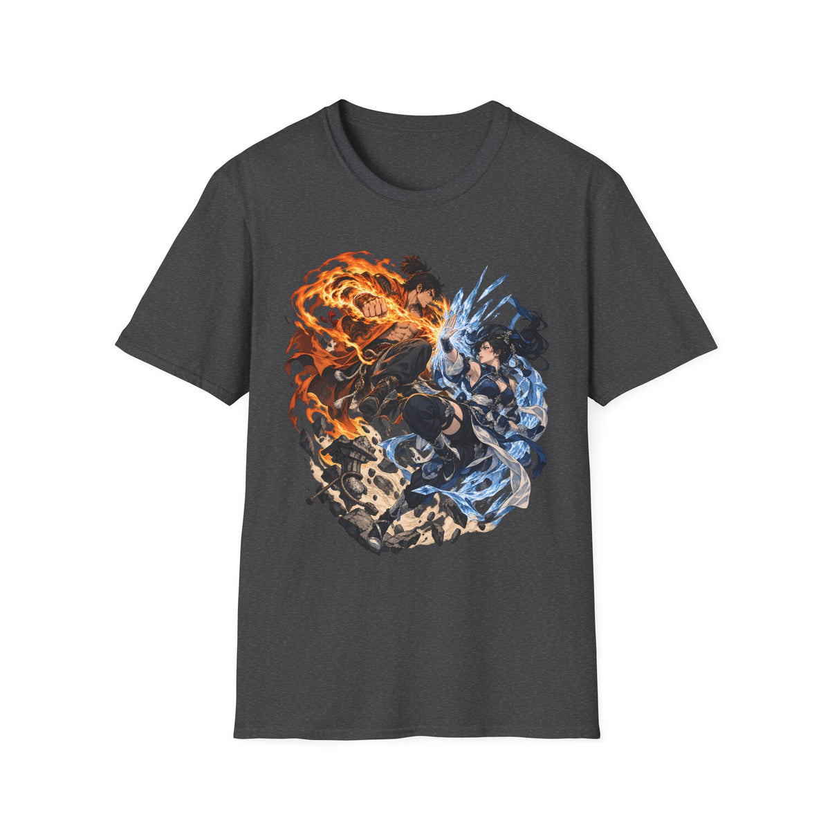 Elemental Battle | Fire vs Ice | Ninja Japanese Fantasy T-Shirt