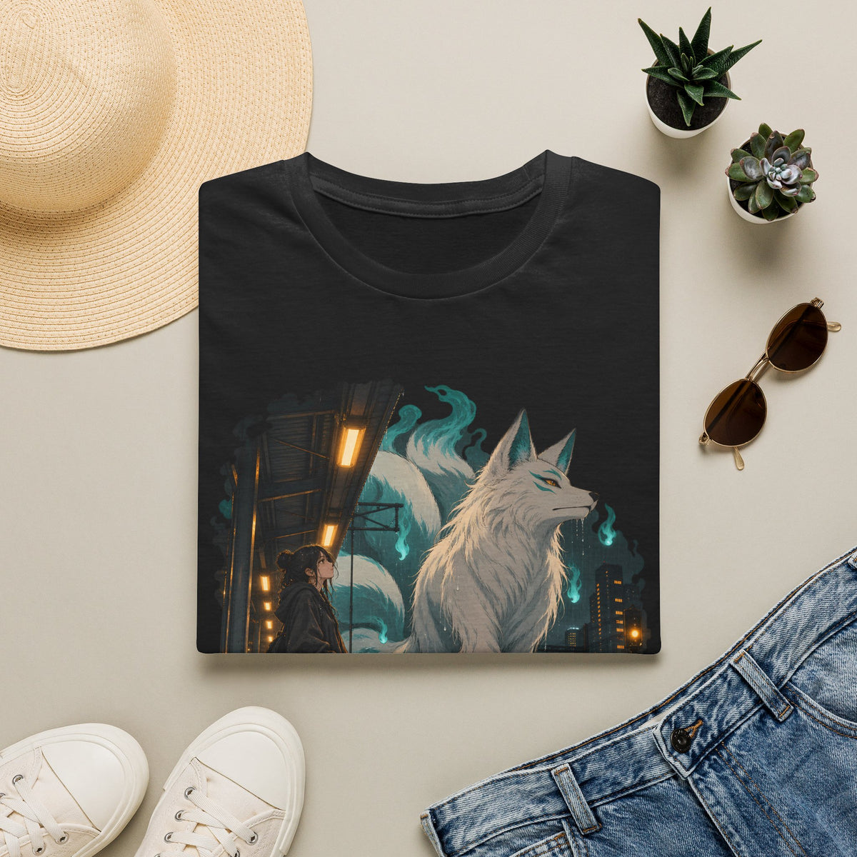 Wolf in the Rain | Last Train Home T-Shirt | Urban Nightscape Graphic Tee
