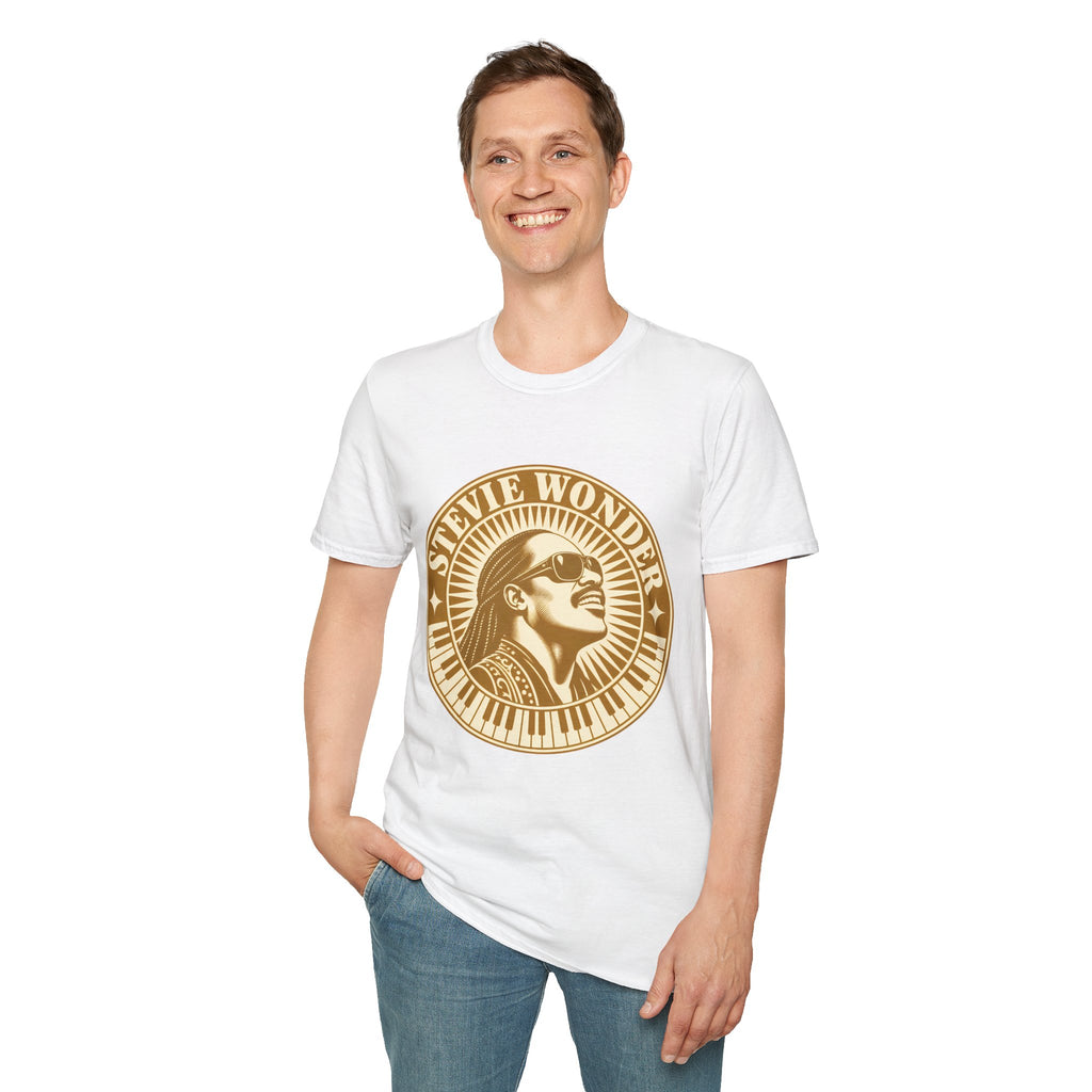 Stevie Wonder Graphic T-Shirt - Vintage Gold Portrait Tee