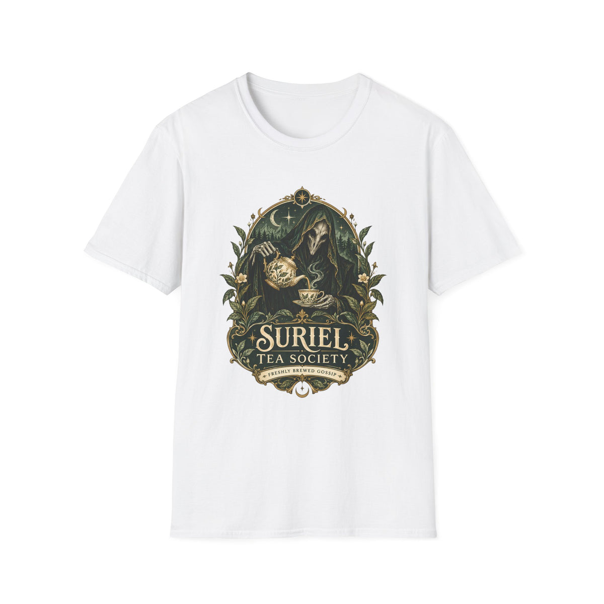 Suriel Tea Society | Freshley Brewed Gossip | ACOTAR Book Graphic T Shirt