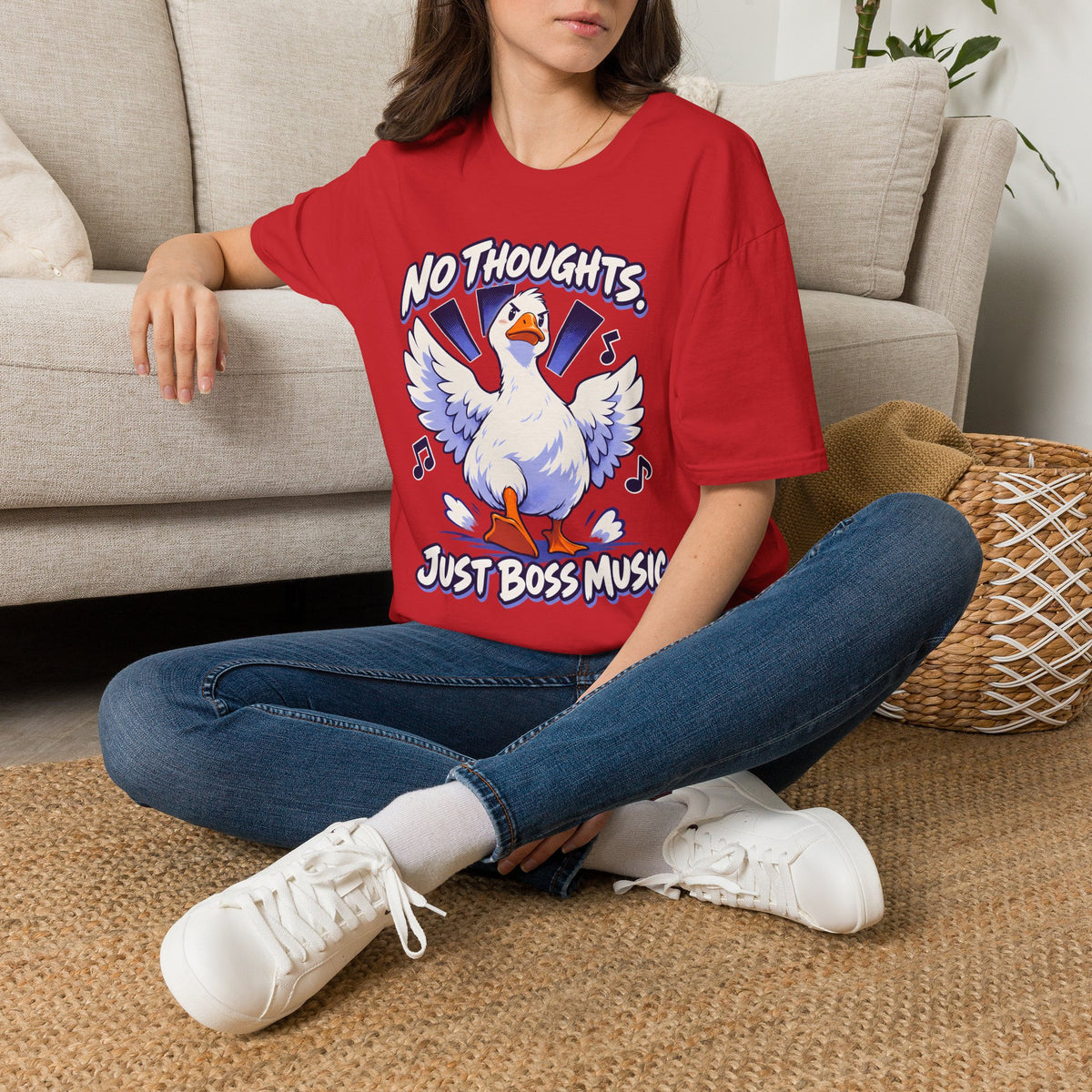 Cute Goose | No Thoughts, Just Boss Music T Shirt