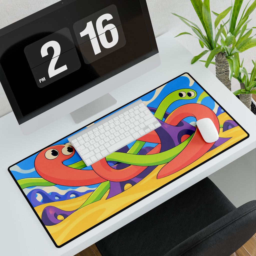Playful Colourful Snake Art Desk Mat | Cute Abstract Gaming Mousepad