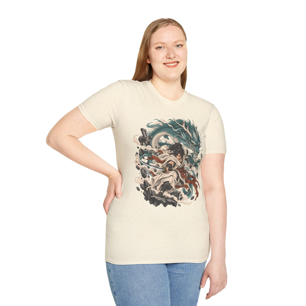 Mythic Dragon Warrior | Japanese Samurai and Serpent T Shirt