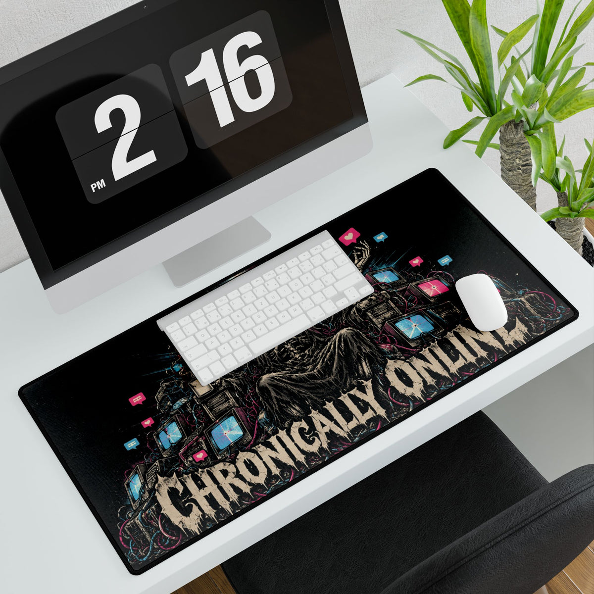 Chronically Online | Gothic Grim Reaper Gaming Mousepad