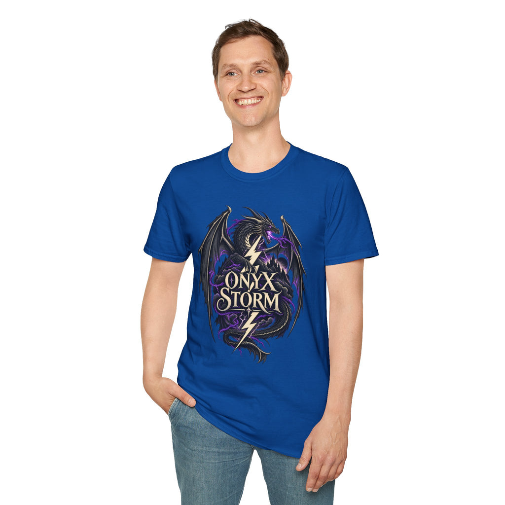 Onyx Storm Dragon T-Shirt | Book Inspired Gothic Lightning Fantasy Tee